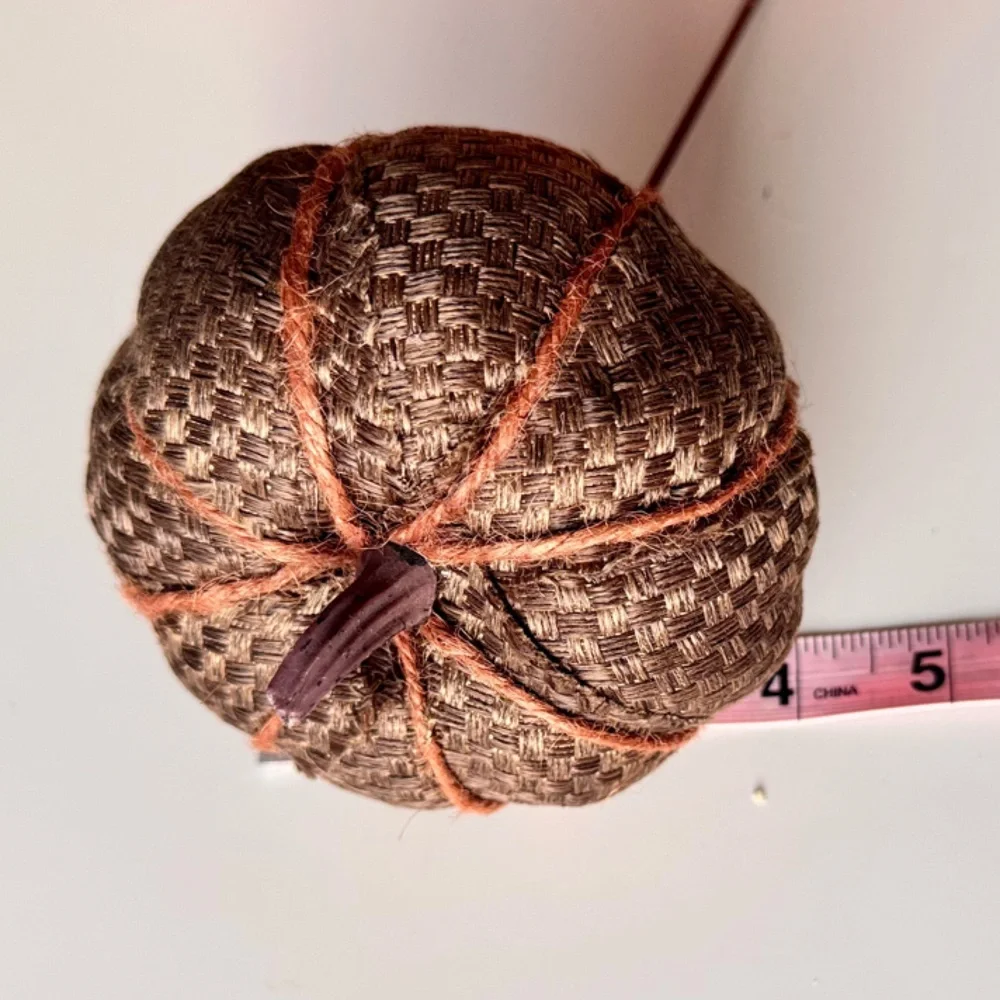 RUSTIC Fall Farmhouse Pumpkin Burlap Brown Faux Floral Accent Pick